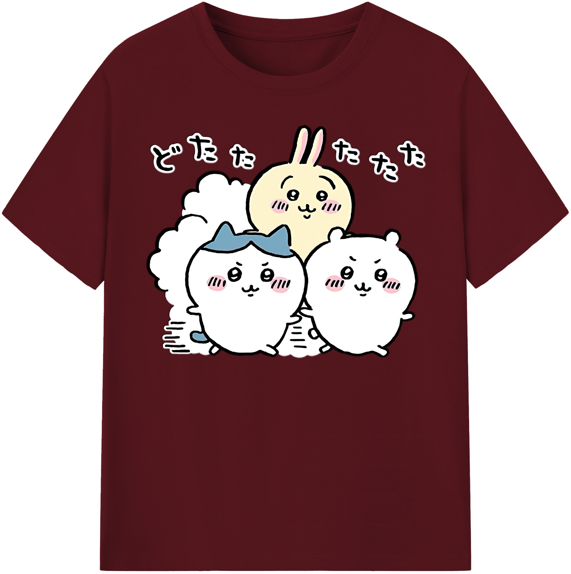 （画像用） ちいかわ ハチワレ Chii-kawa hachiware 綿100％半袖Tシャツ（フロントプリント）